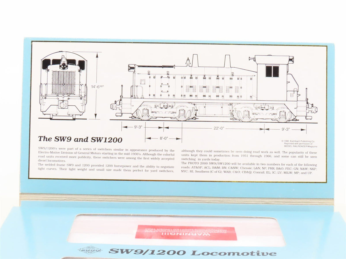 HO Scale Proto 2000 8908 Undecorated SW9/1200 Diesel Locomotive