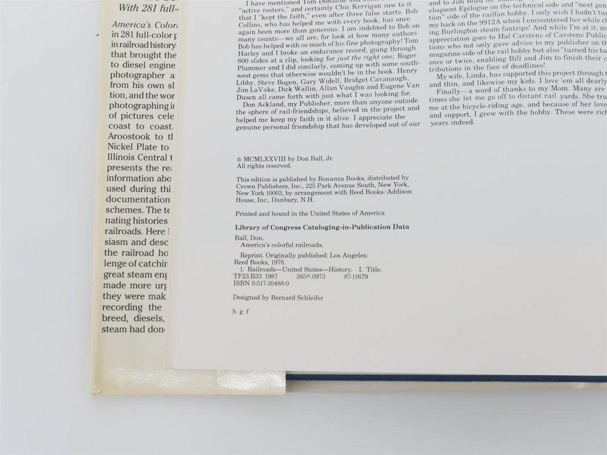 America&#39;s Colorful Railroads by Don Ball, Jr. ©1978 HC Book