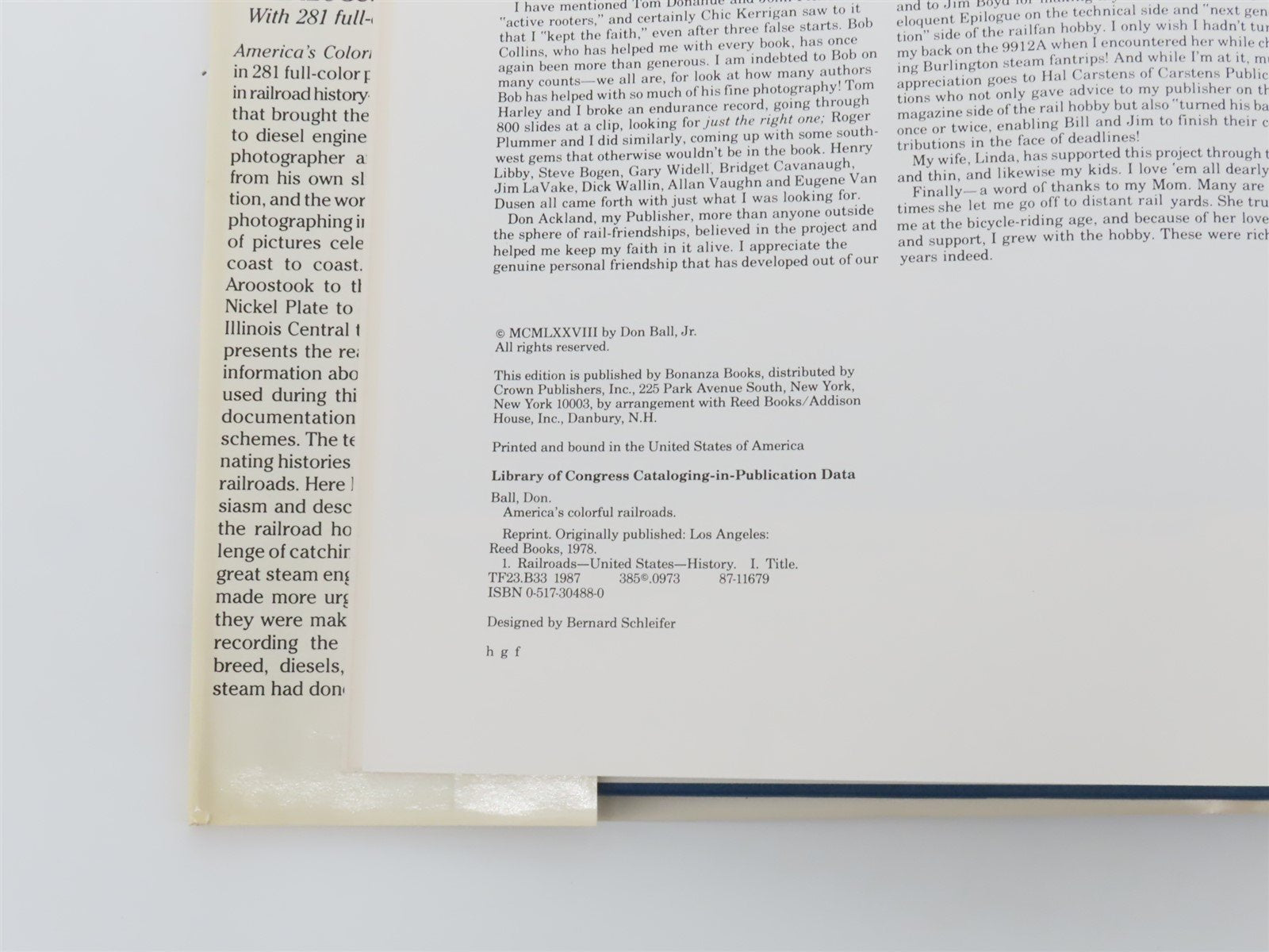 America's Colorful Railroads by Don Ball, Jr. ©1978 HC Book