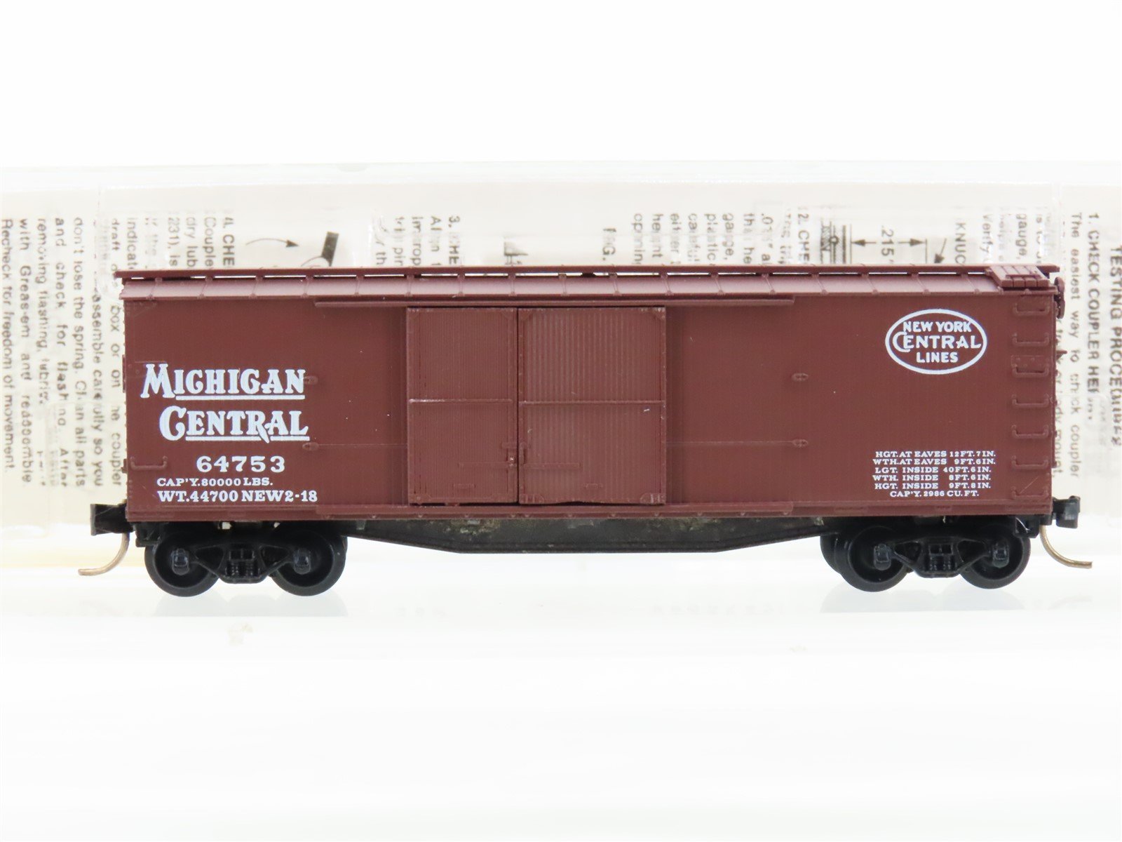 N Scale Kadee Micro-Trains MTL 43060 NYC Michigan Central 40' Box Car #64753