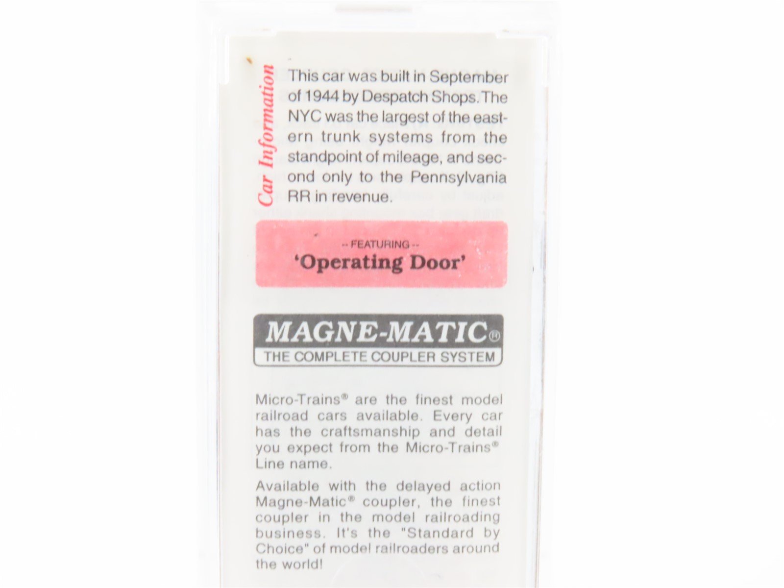N Micro-Trains MTL 20047 NYC New York Central 40' Single Door Box Car #159000