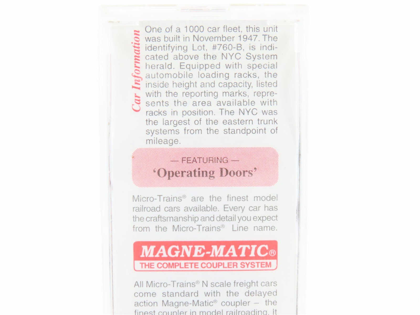 N Scale Micro-Trains MTL 23160 NYC New York Central 40' Box Car #70096