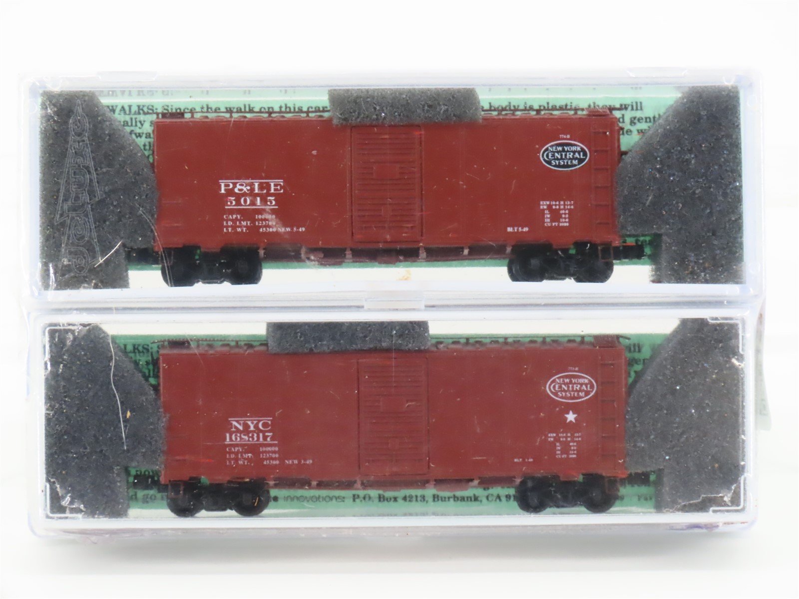 N Deluxe Innovations 14020 P&LE NYC New York Central 40' Box Car 2-Pack Sealed