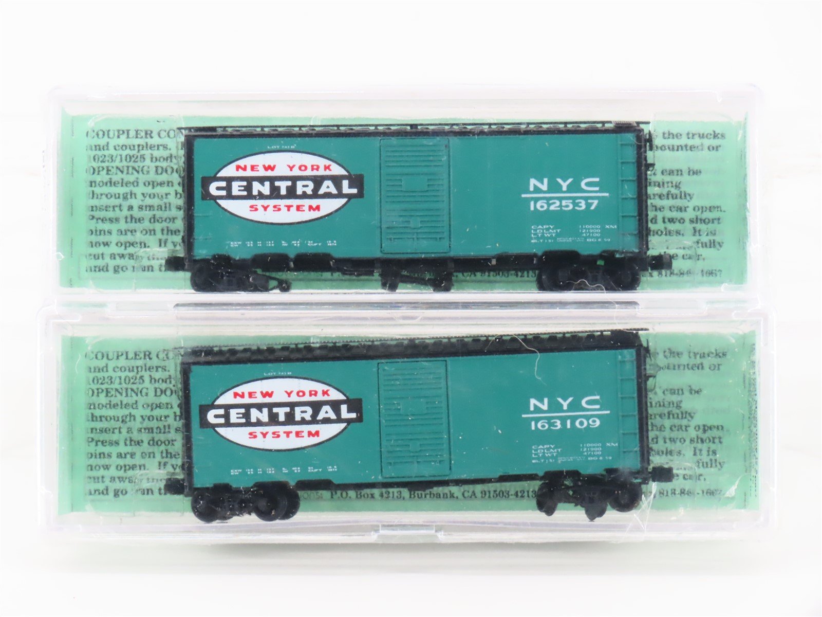 N Scale Deluxe Innovations 141302 NYC New York Central 40' Box Car 2-Pack Sealed