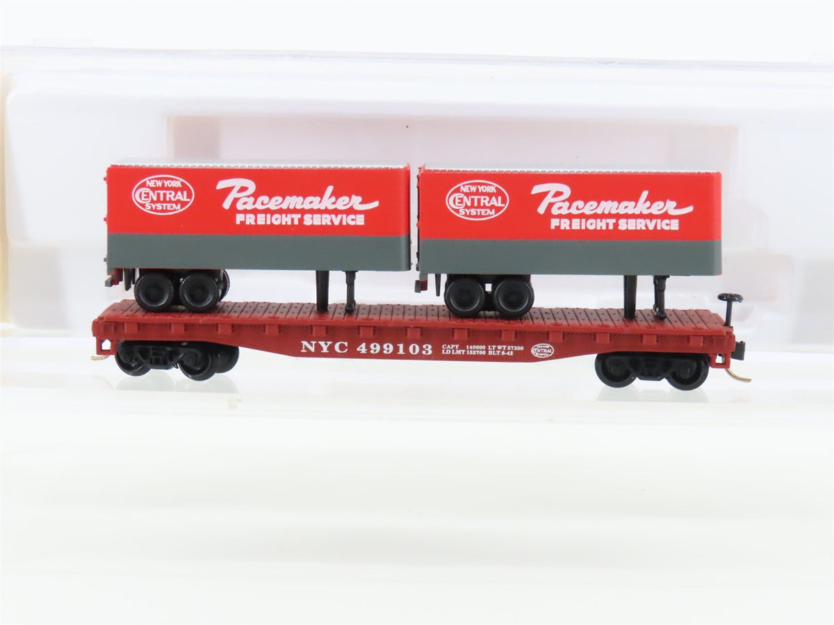 N Scale Atlas 37501 NYC New York Central Pacemaker Flat Car #499103 w/ Trailers