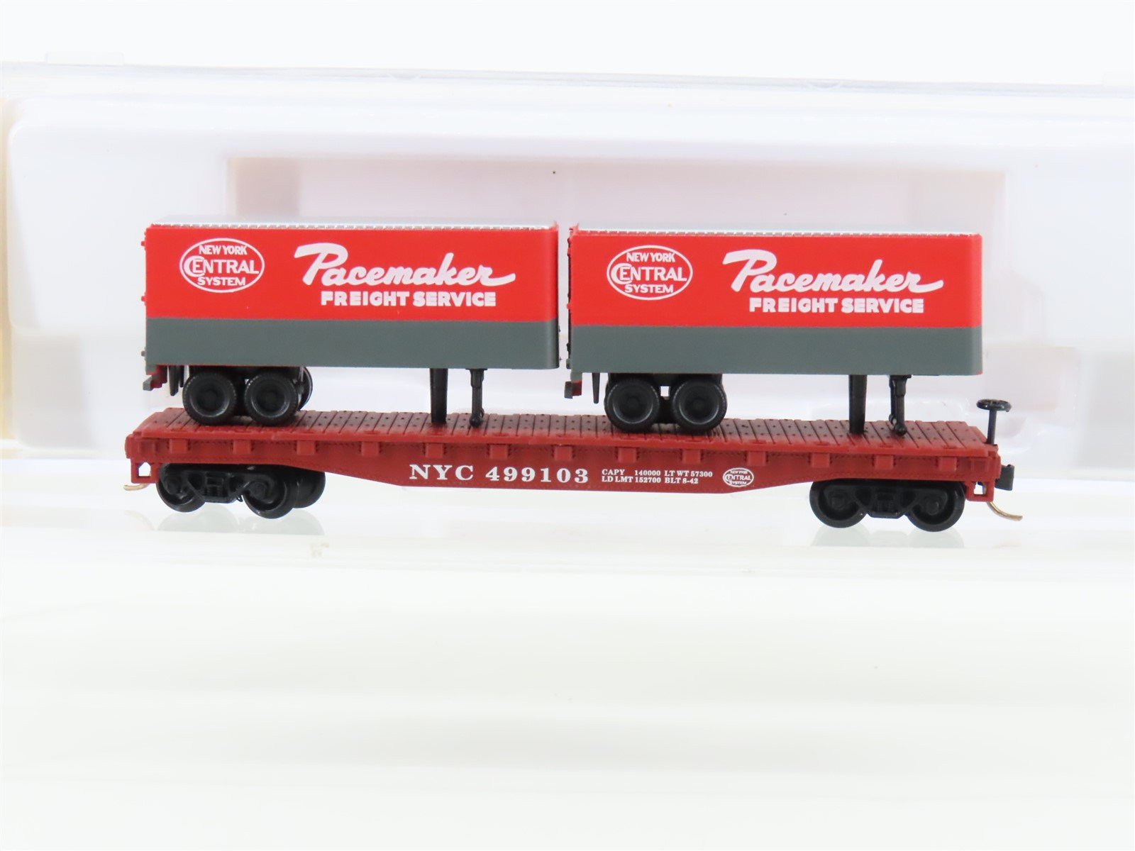 N Scale Atlas 37501 NYC New York Central Pacemaker Flat Car #499103 w/ Trailers
