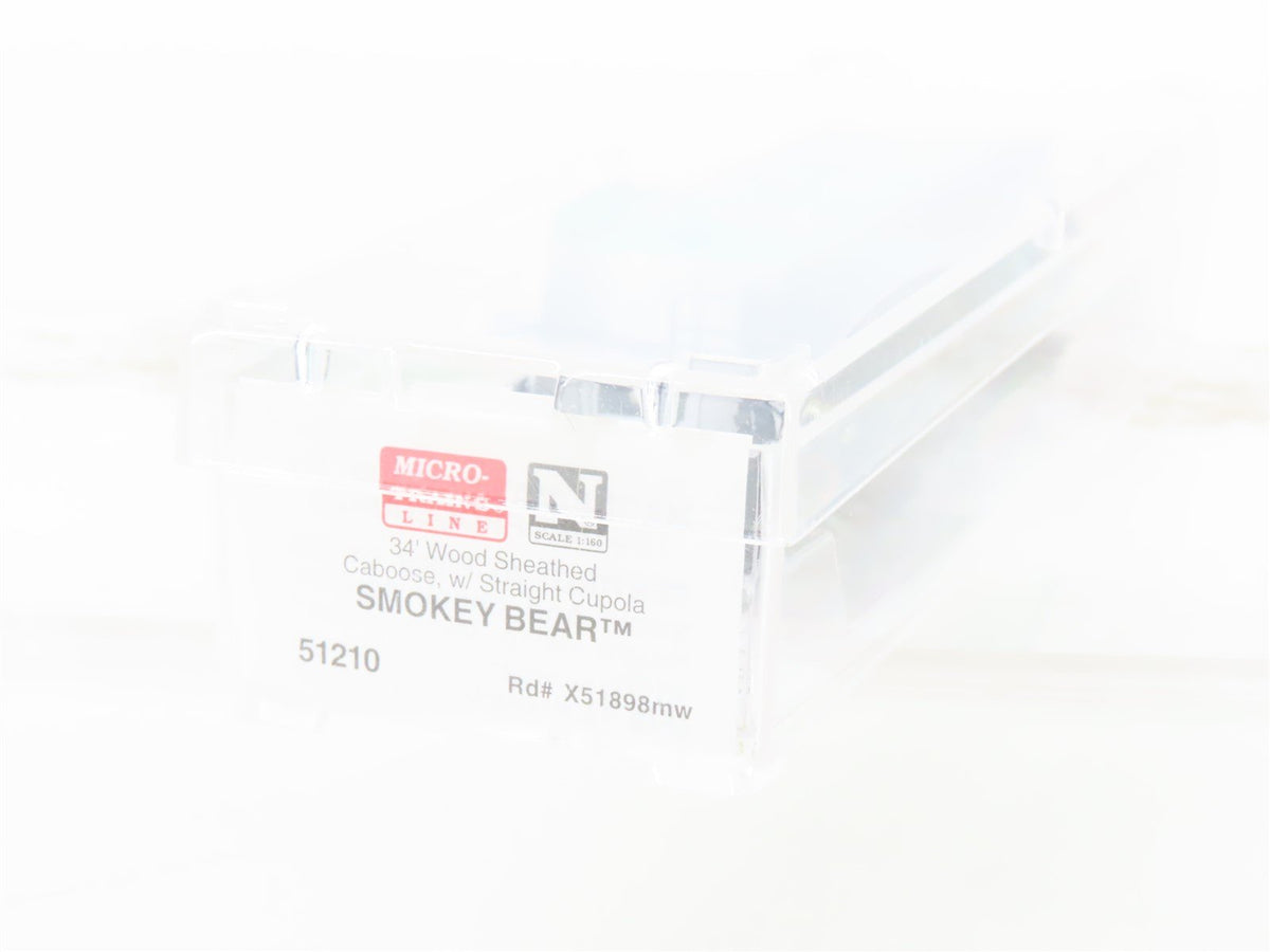 N Scale Micro-Trains MTL 51210 MOW Smokey Bear 34&#39; Wood Sheathed Caboose #X51898