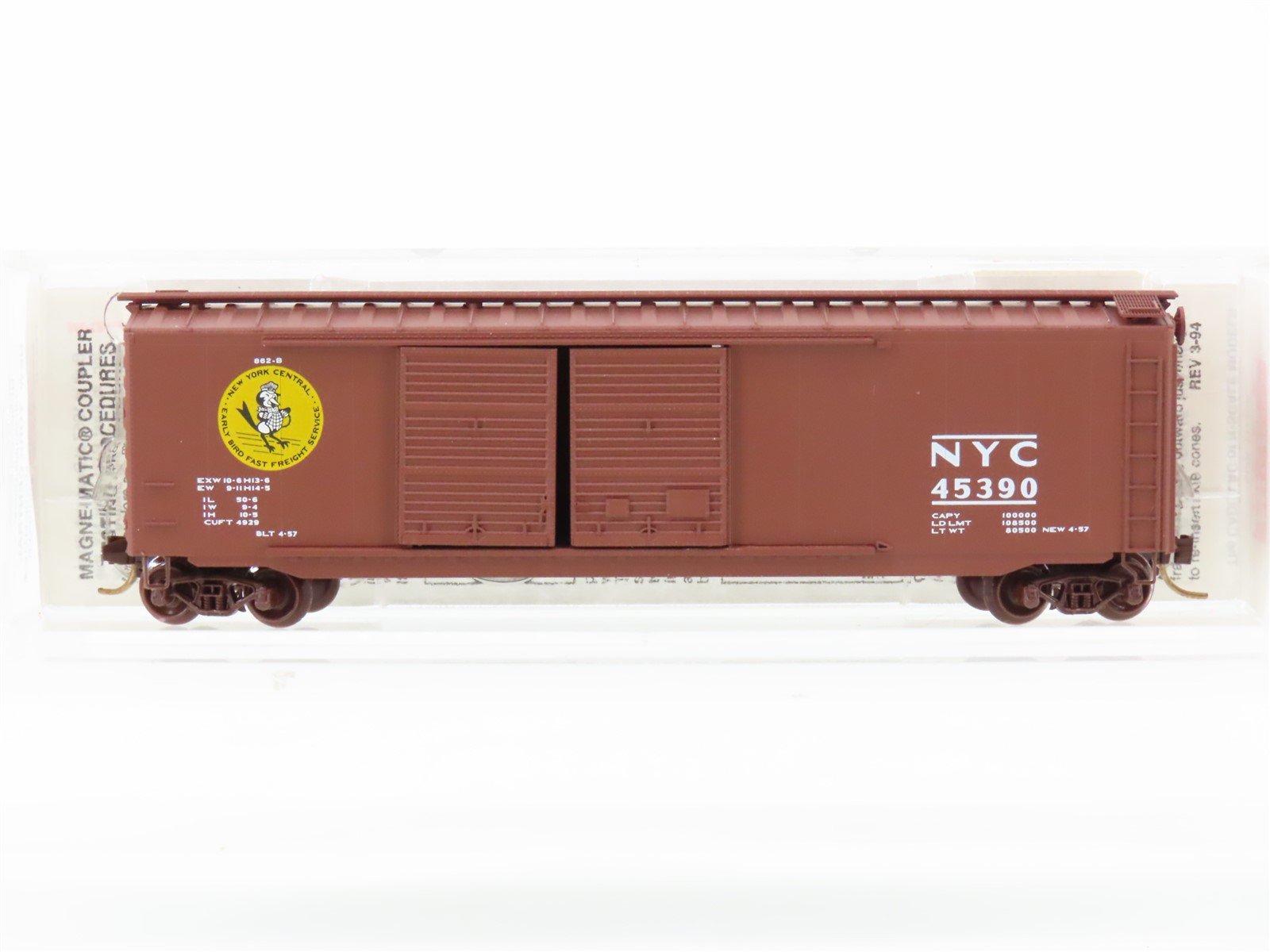 N Micro-Trains MTL 34220 NYC New York Central "Early Bird" 50' Box Car #45390