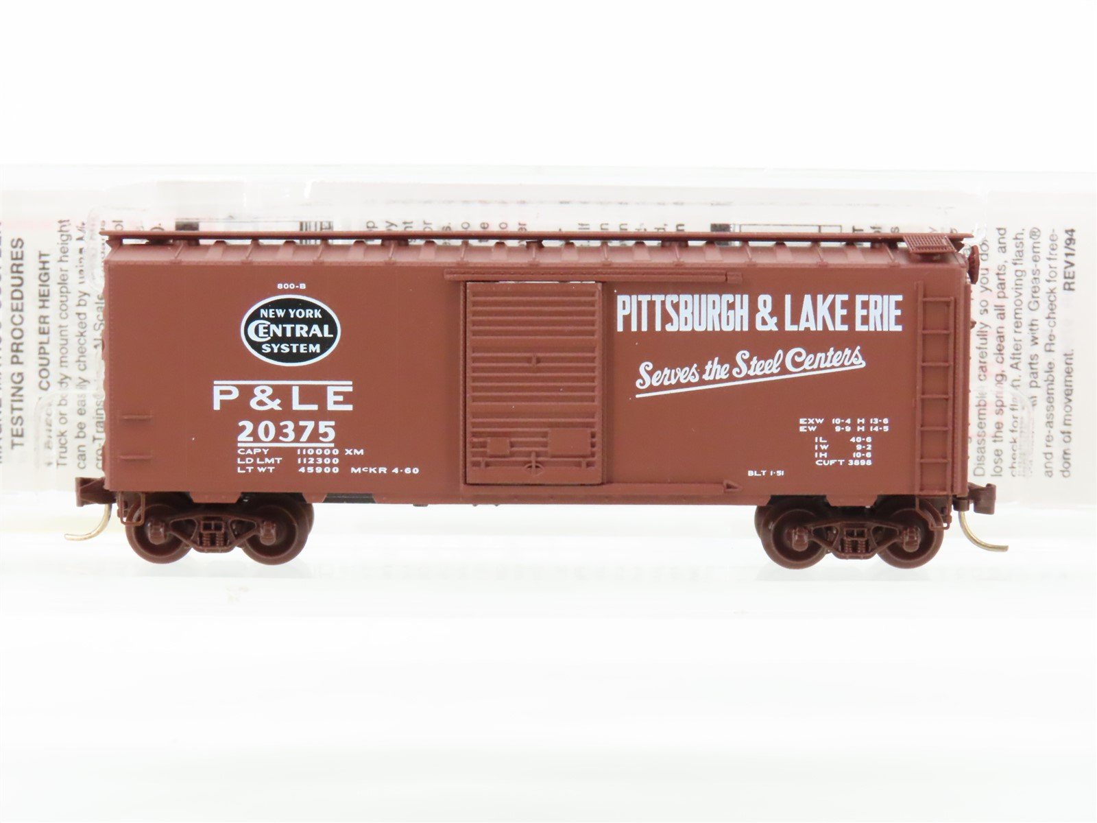 N Scale Micro-Trains MTL 20410 P&LE NYC New York Central 40' Box Car #20375