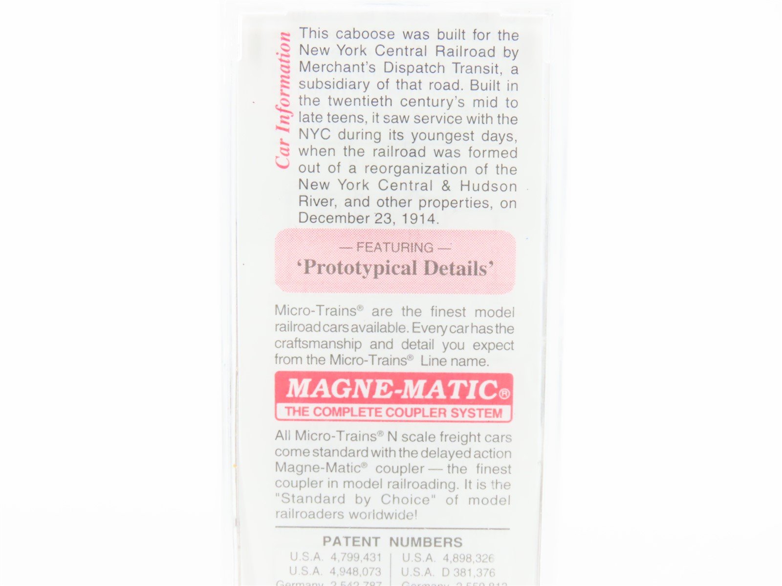 N Scale Micro-Trains MTL 51080 NYC New York Central System 34' Caboose #19559