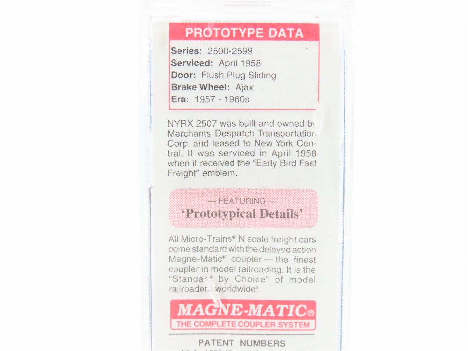 N Scale Micro-Trains MTL 21440 NYRX New York Central Early Bird Box Car #2507