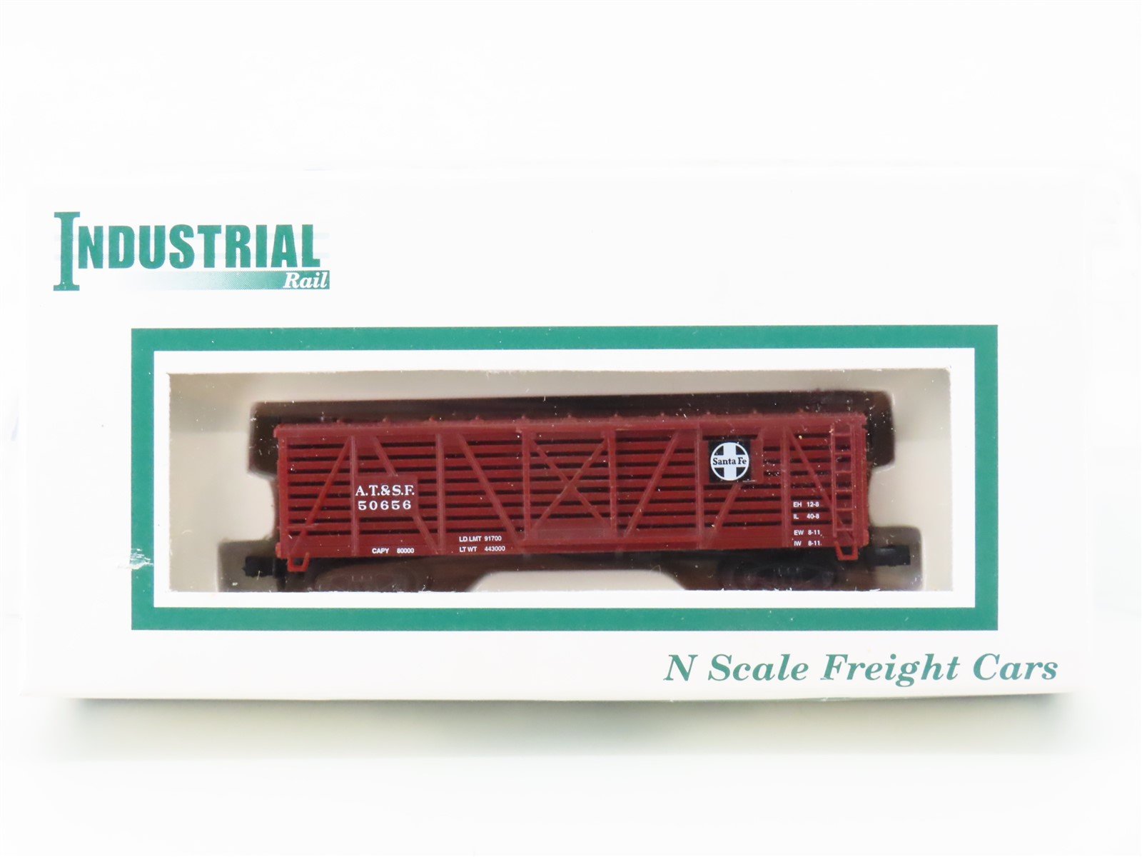 N Scale Industrial Rail 7793 ATSF Santa Fe Railroad Stock Car #50656