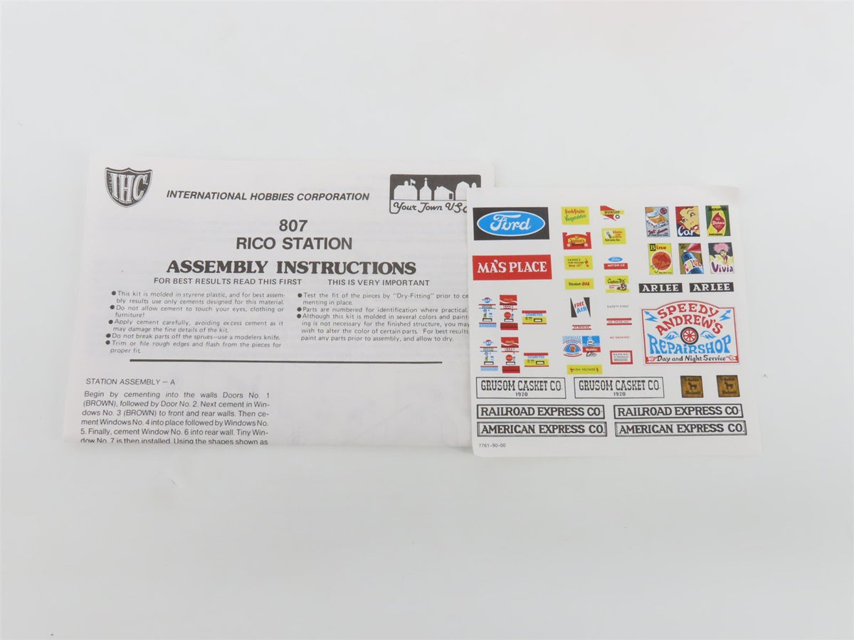 HO 1/87 Scale IHC Your Town U.S.A. Kit 807 Rico Station