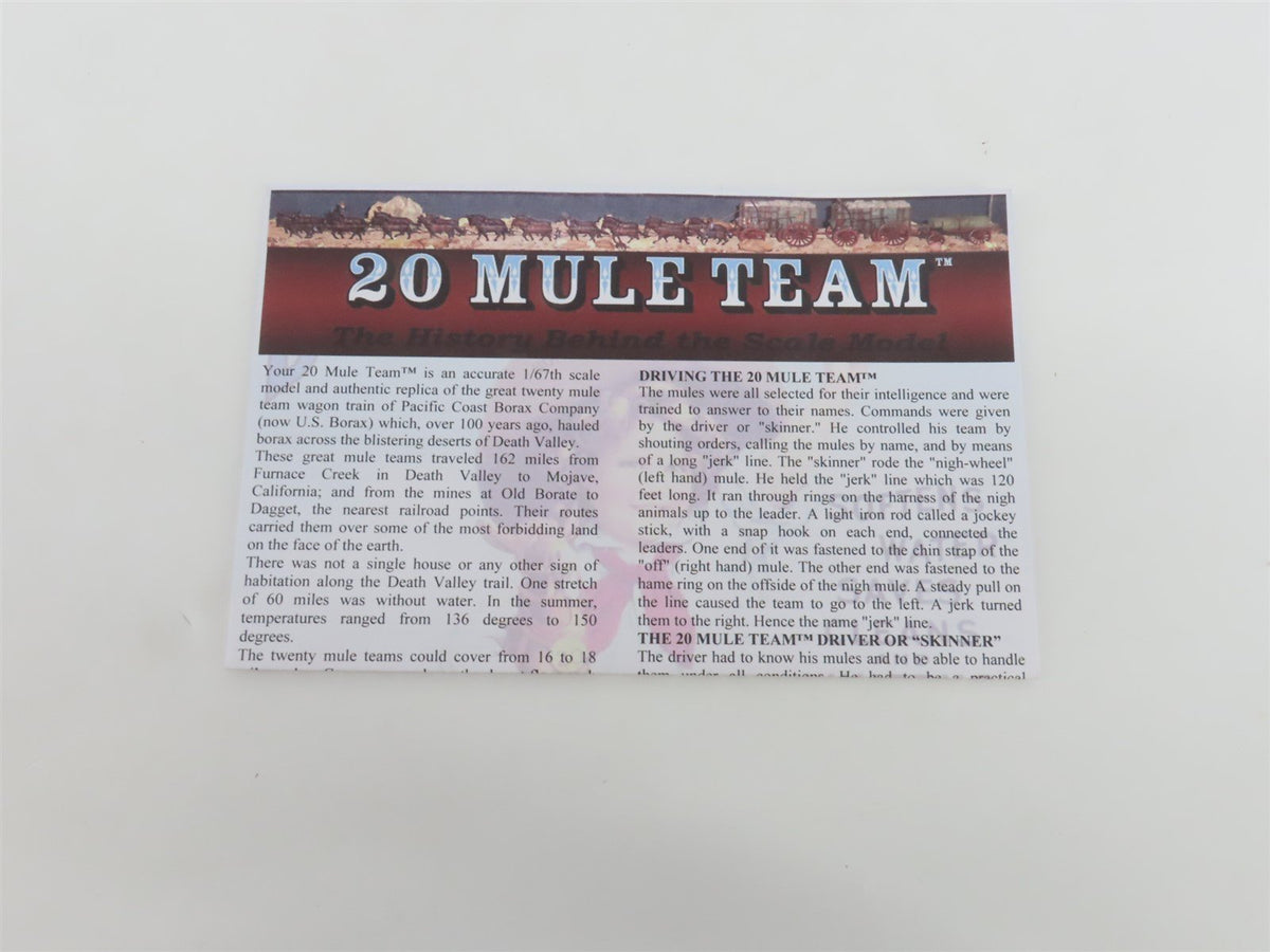 S 1/67 Scale 20 Mule Team Museum Quality Plastic Model Skill Level 3 Kit