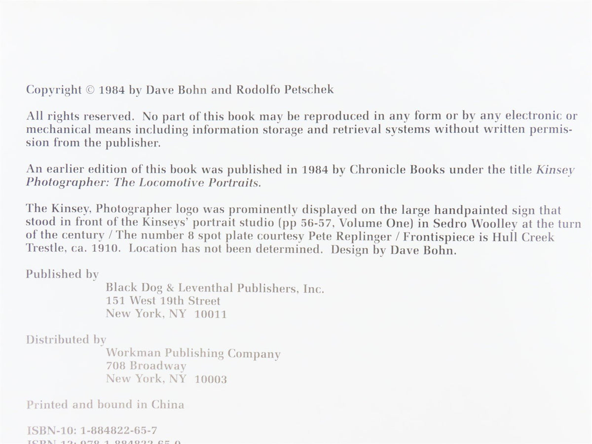 Kinsey Photographer The Locomotive Portraits by Dave Bohn &amp; R. Petschek ©1984