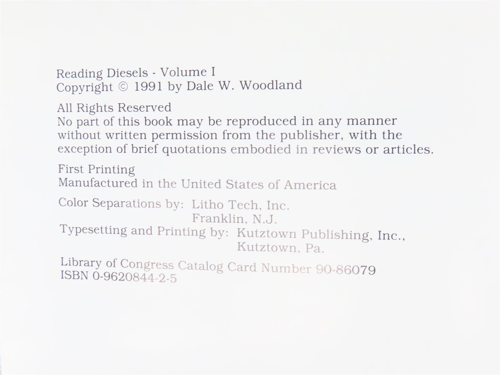 Reading Diesels Volume 1 The First Generation by Dale W. Woodland ©1991 HC Book