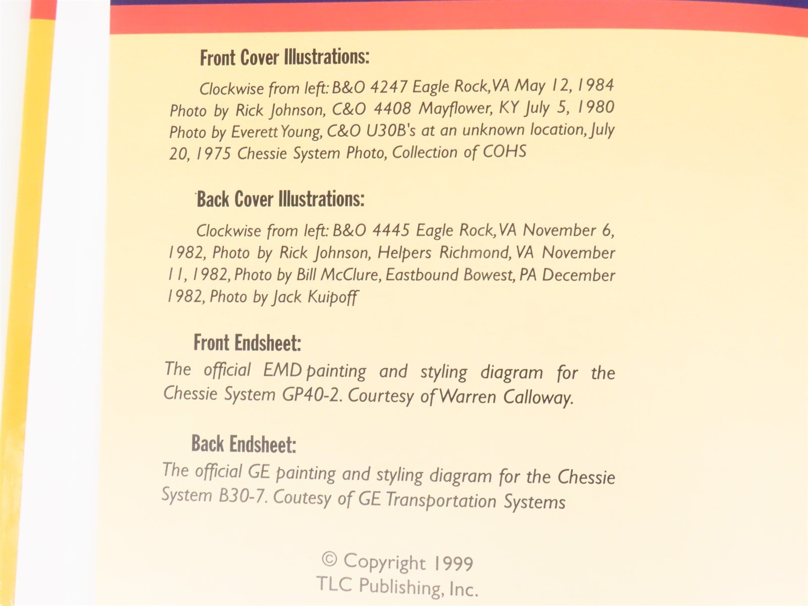 Chessie System Diesel Locomotives by Jerry Doyle ©1999 HC Book