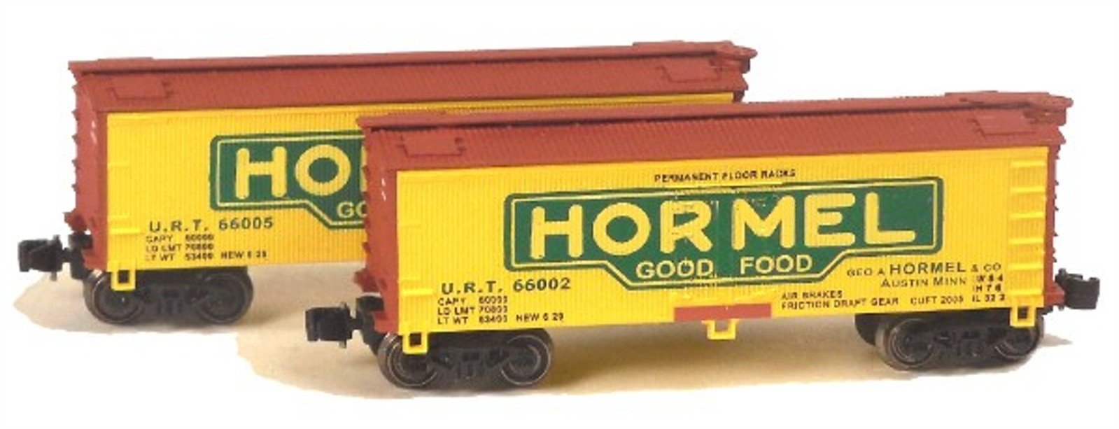 Z Scale FULL THROTTLE FTB9203-1 URT Hormel 34' Woodside Reefers Set #1