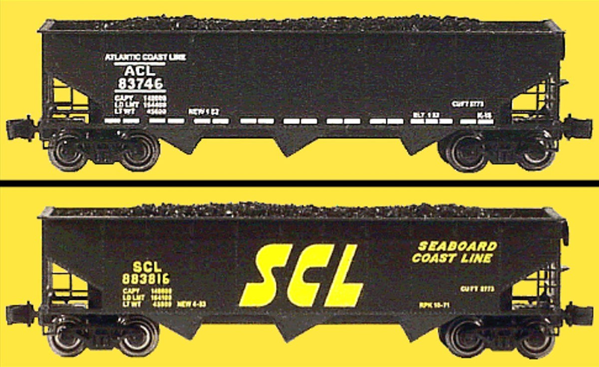 Z FULL THROTTLE FTCOL60 ACL/SCL CSX Heritage 40&#39; 3-Bay Hoppers w/ Load - Set #1