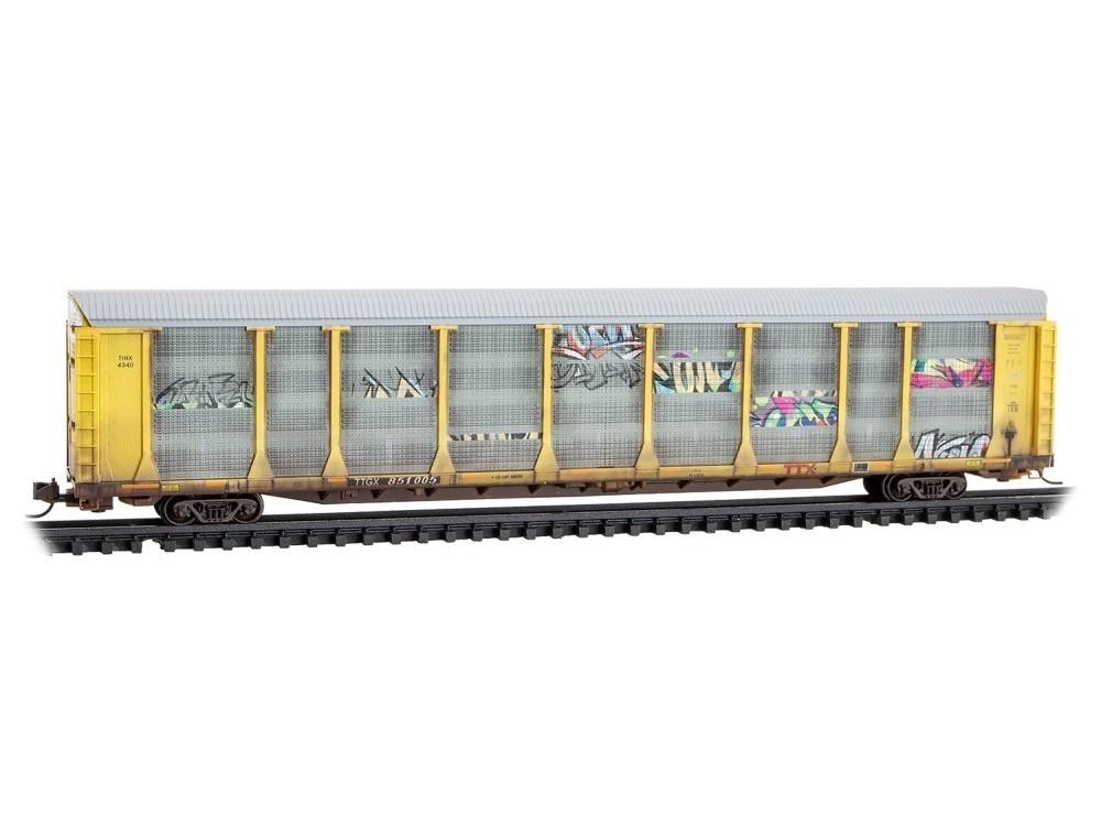 N Micro-Trains MTL 11144490 TTX 89' Tri-Level Closed Autorack #851005 w/Graffiti