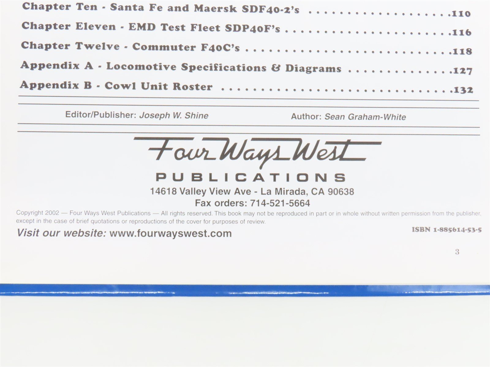 Electro-Motive Division's Classic Cowl Units by Sean Graham-White ©2002 HC Book