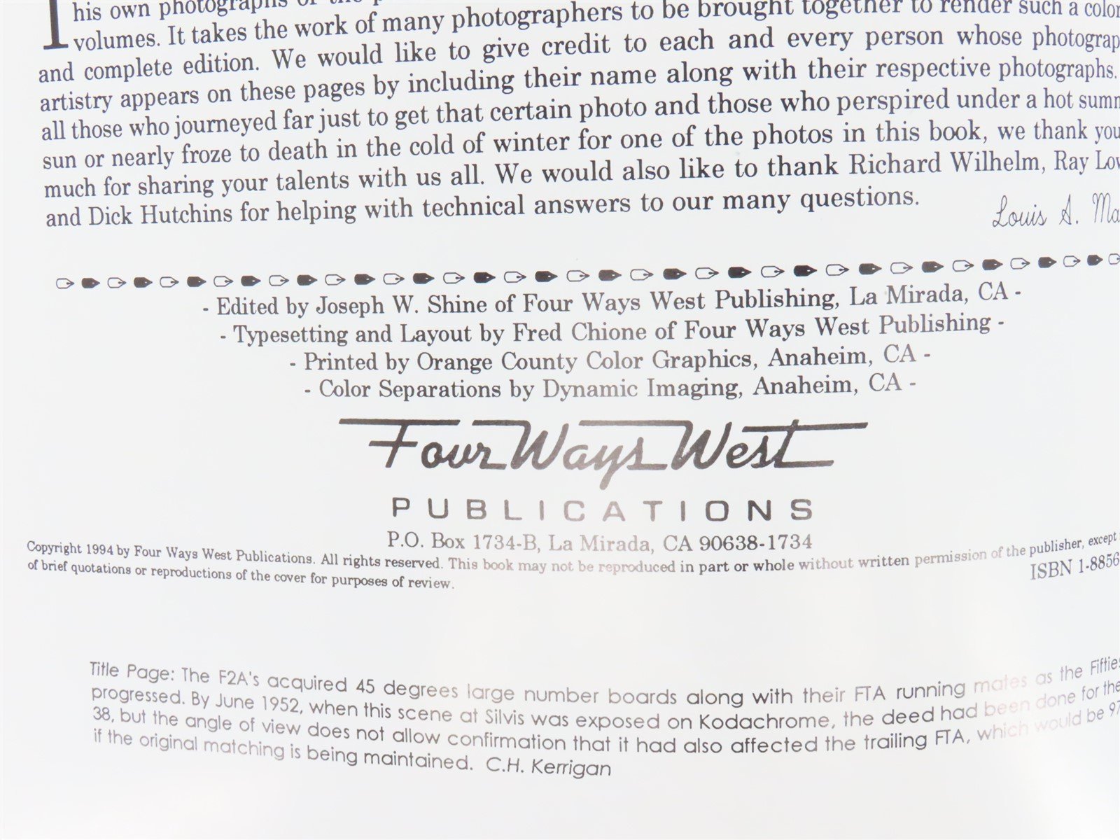 Rock Island Color Pictorial Volume 1 by Louis A. Marre ©1994 HC Book