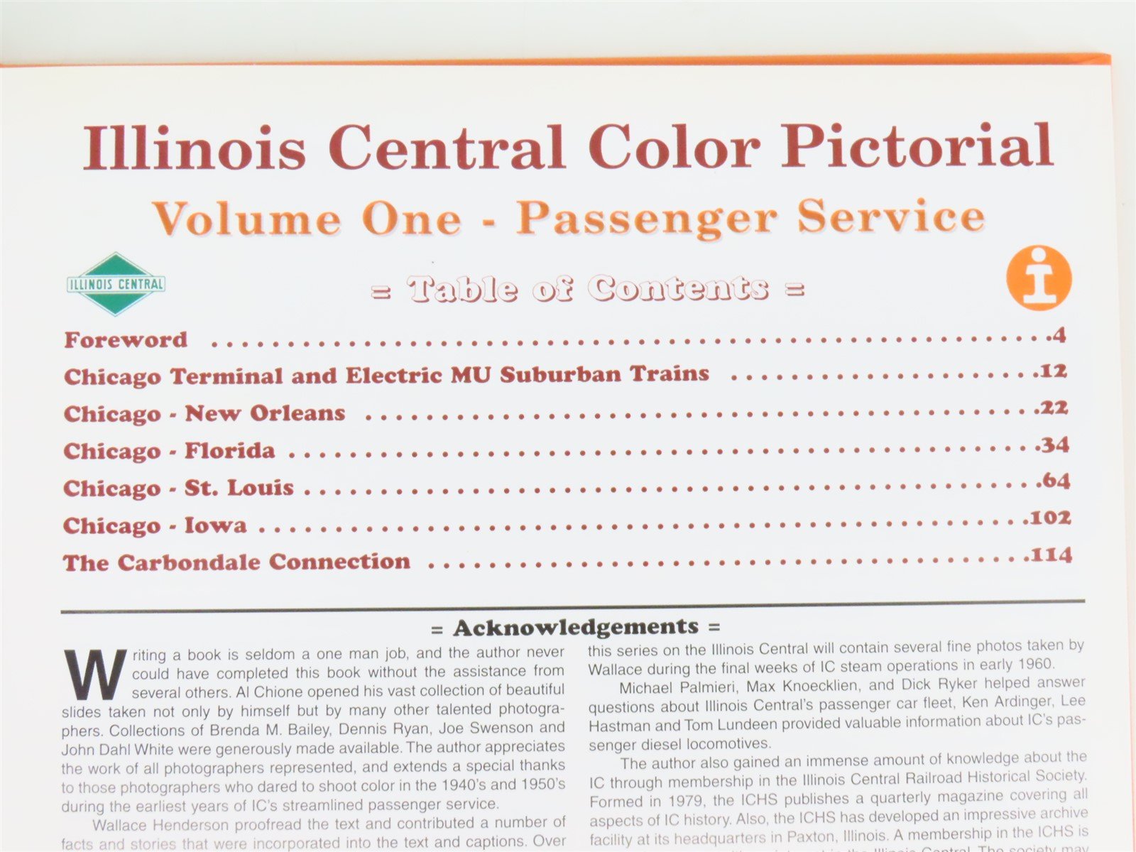 Illinois Central Color Pictorial V. One Passenger Service by Downey ©2002 HC Bk