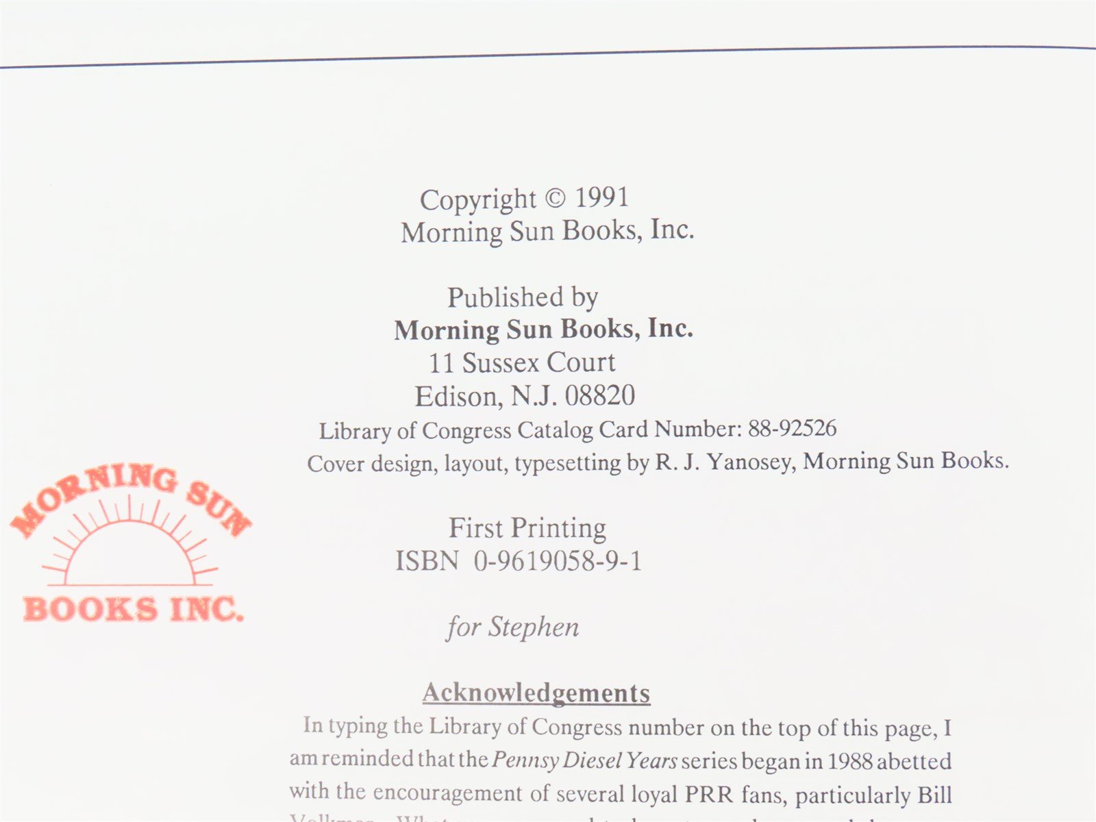 Morning Sun Books Pennsy Diesel Years V. 4 by Robert J. Yanosey ©1991