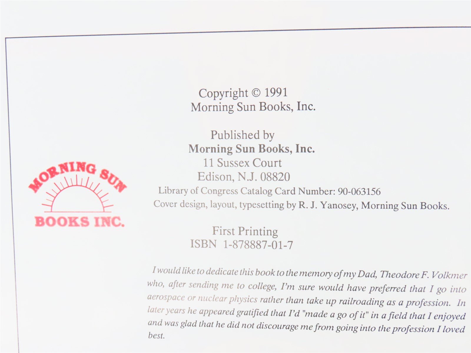 Morning Sun Books Pennsy Electric Years by William D. Volkmer ©1991