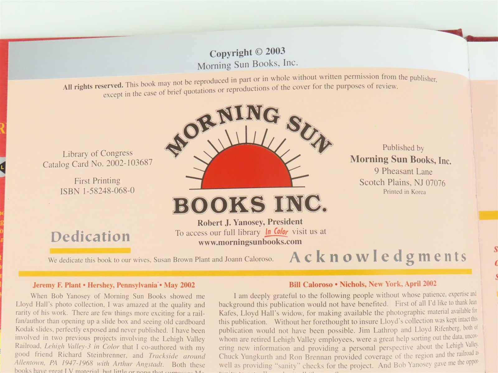 Morning Sun Trackside around Sayre-Towanda-Waverly w/ Lloyd Hall ©2003 HC Book