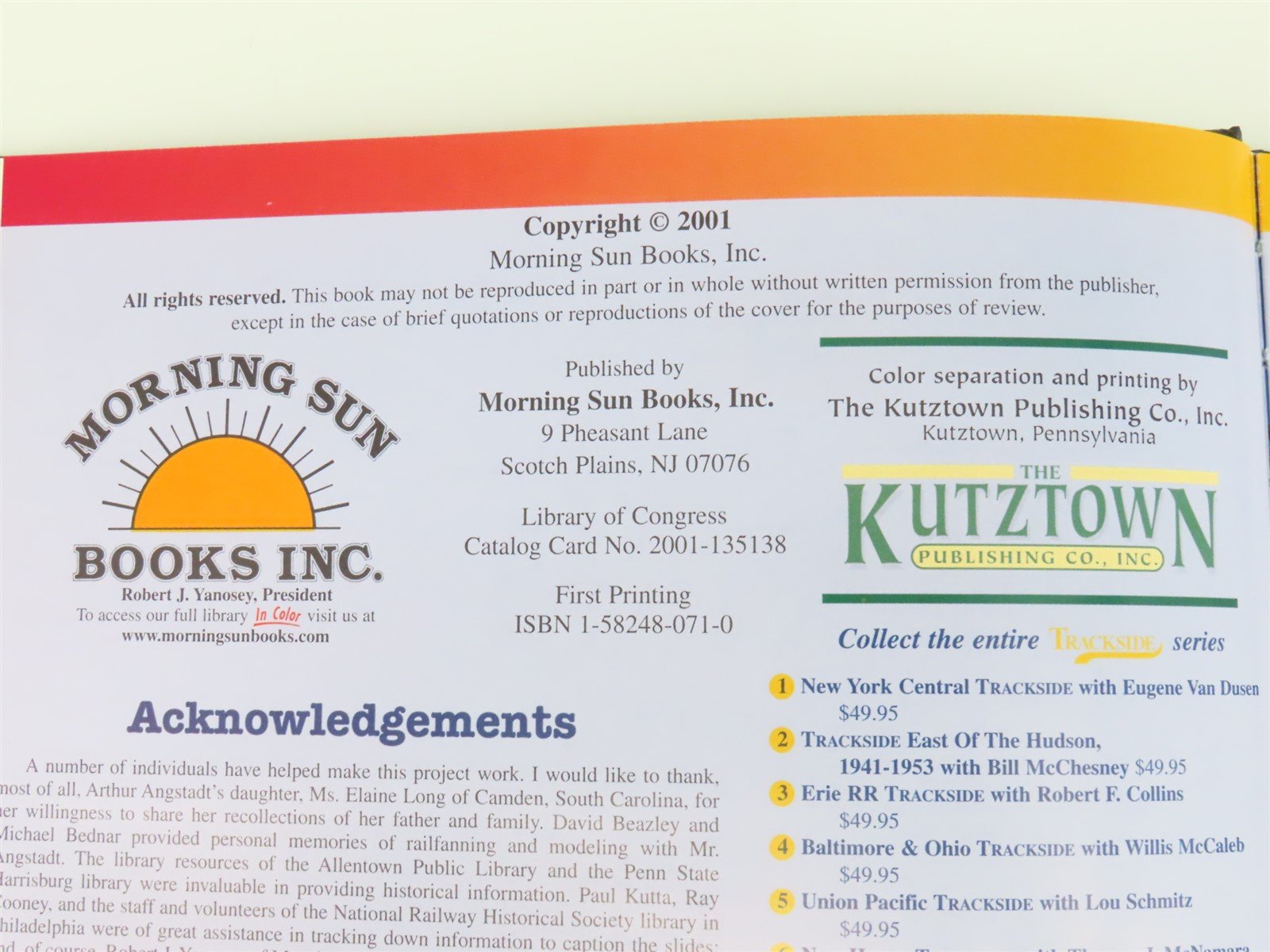 Morning Sun: Trackside around Allentown, PA 1947-1968 w/ Arthur Angstadt HC Book