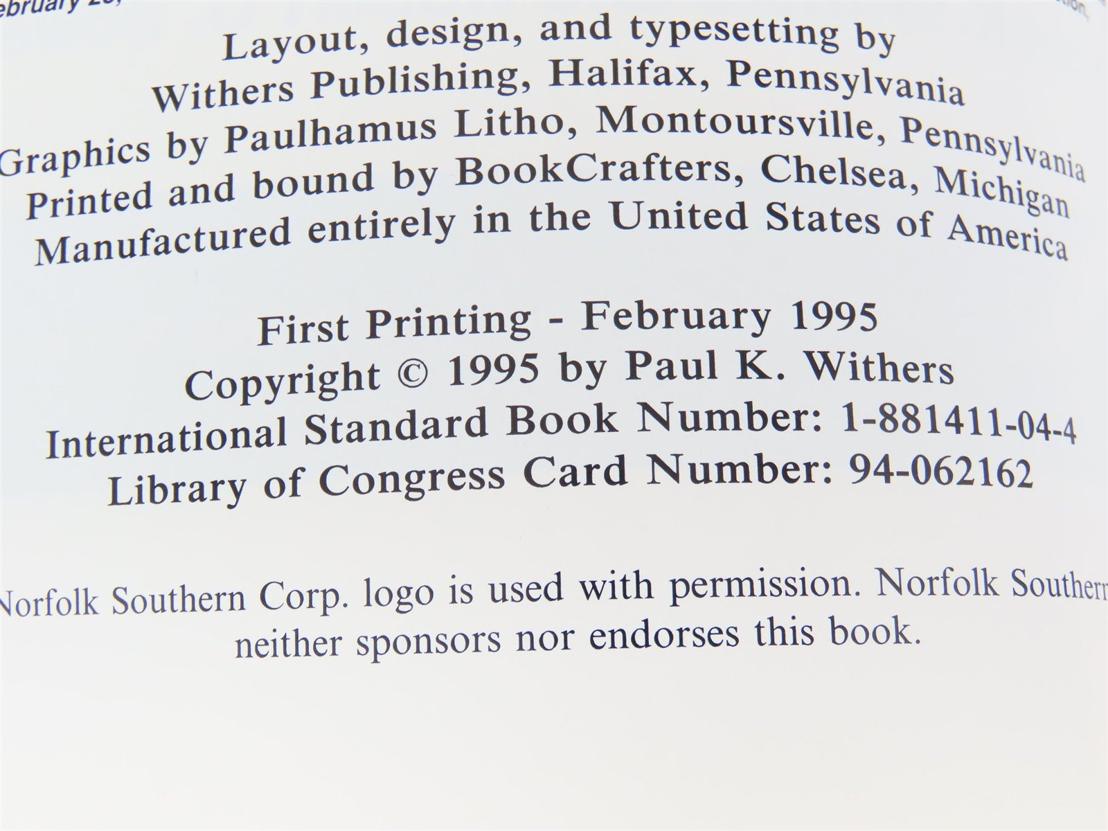 Norfolk Southern Motive Power Review 1982-1994 by Withers & Bowers ©1995 SC Book