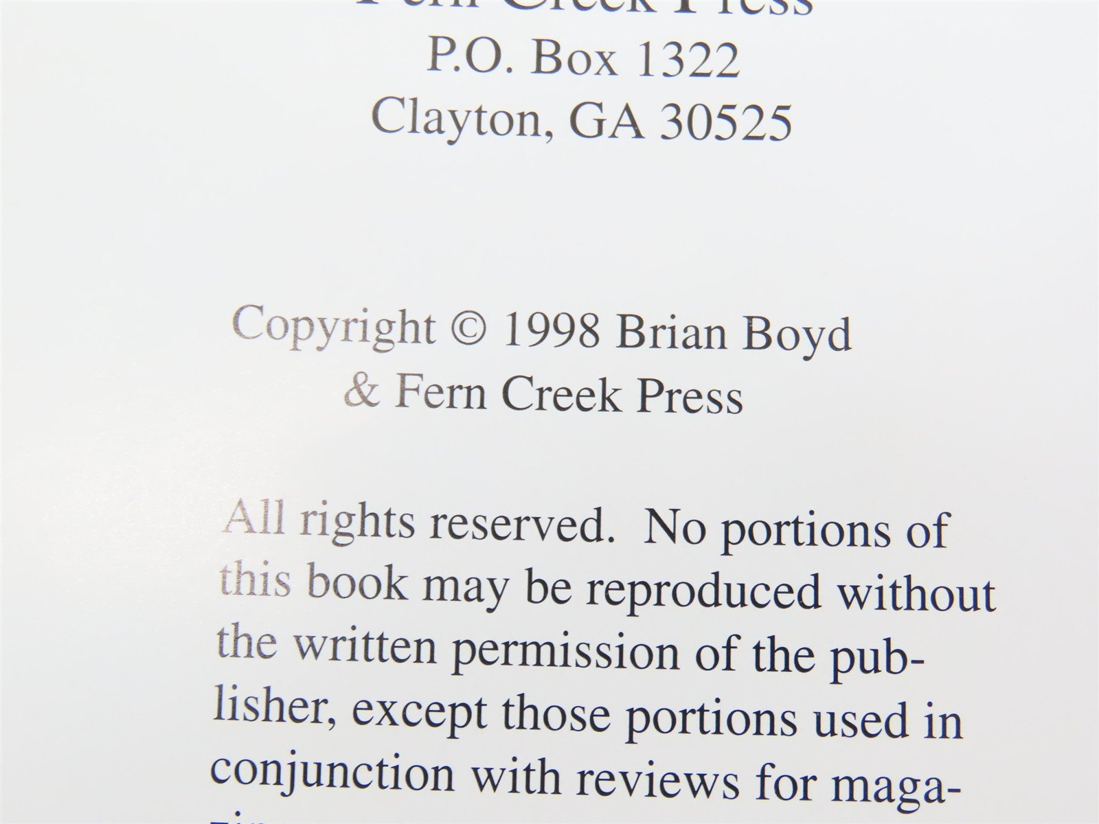 The Tallulah Falls Railroad 1898-1961 A Photographic Remembrance by Boyd ©1998