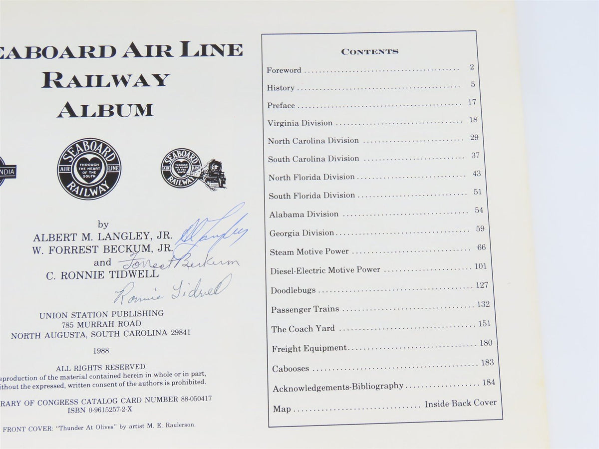 Seaboard Air Line Railway Album by Langley, Beckum &amp; Tidwell ©1988 SC Bk- SIGNED
