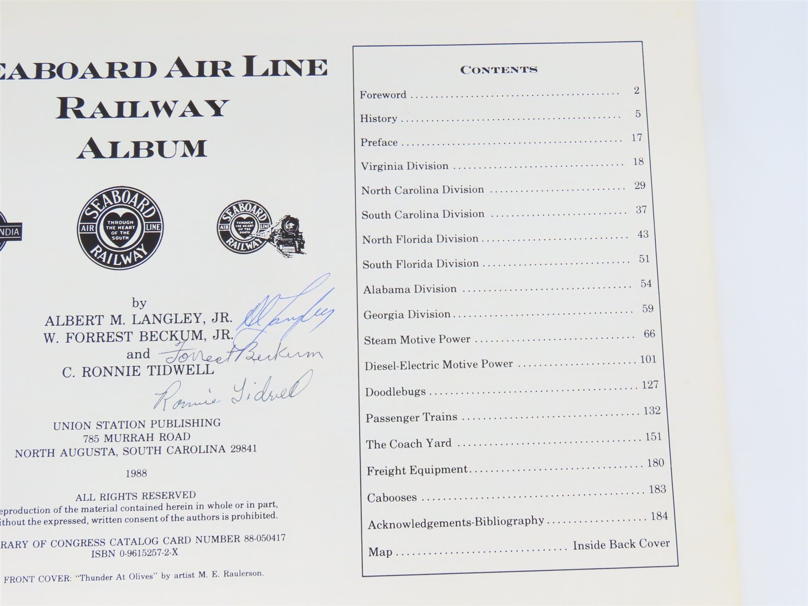 Seaboard Air Line Railway Album by Langley, Beckum & Tidwell ©1988 SC Bk- SIGNED