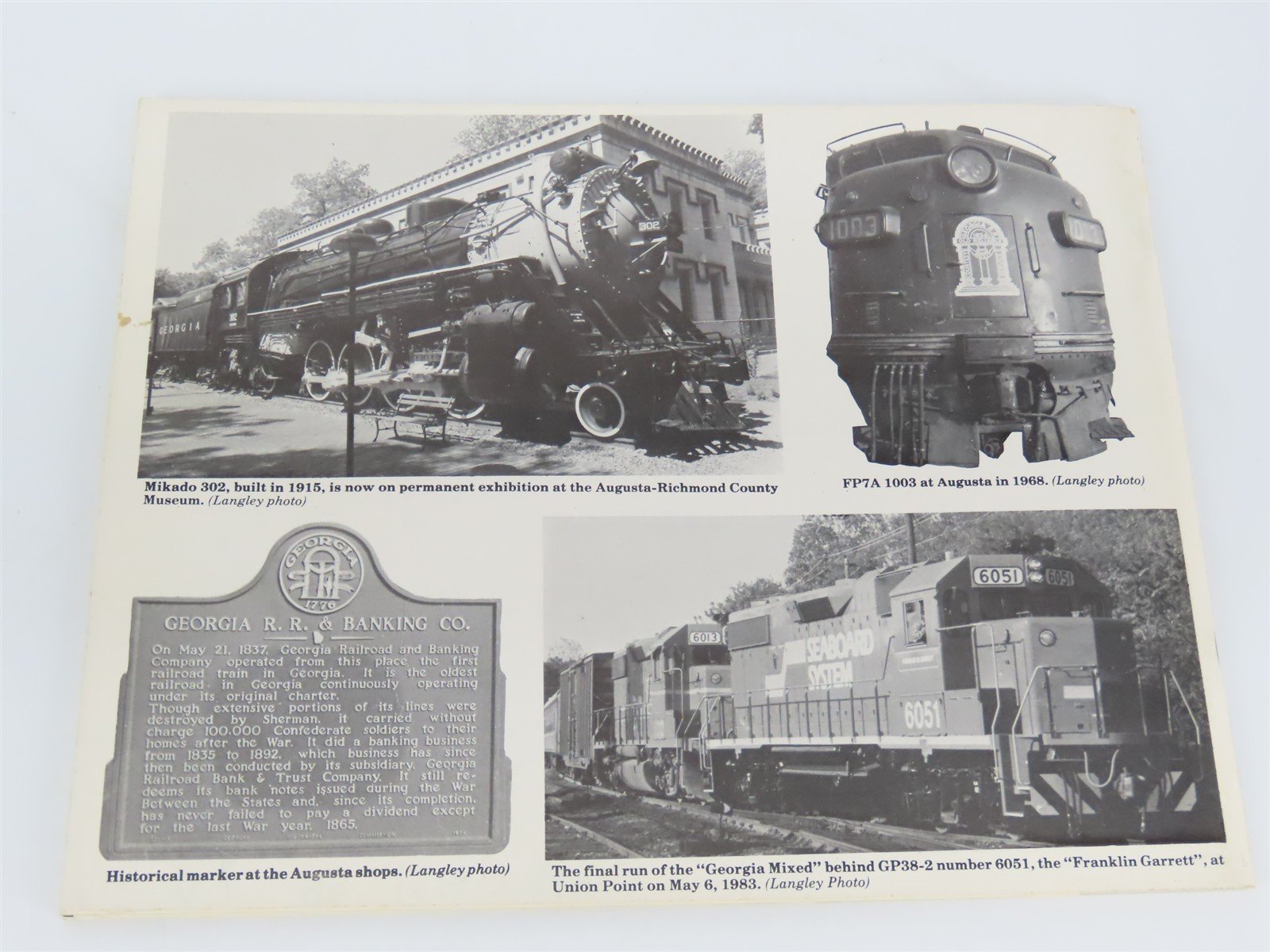 Georgia Railroad Album by W.F. Beckum & A.M. Langley ©1985 SC Book - SIGNED