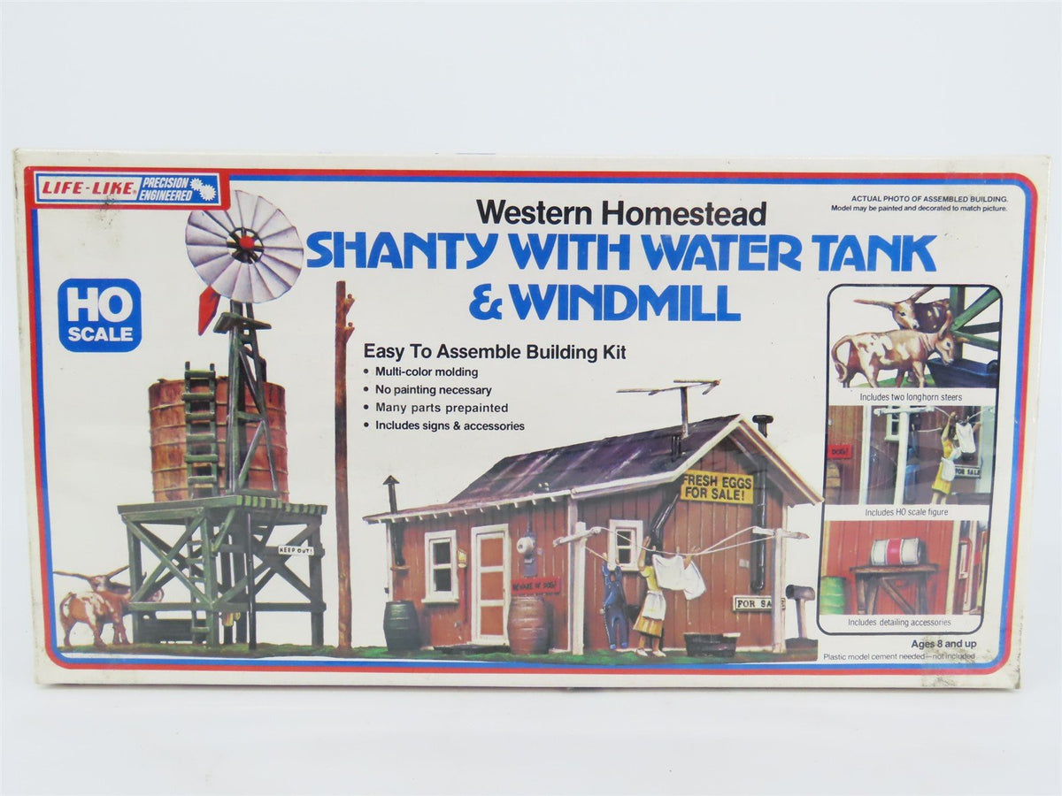 HO 1/87 Scale Life-Like Kit #1338 Shanty W/ Water Tank &amp; Windmill - SEALED