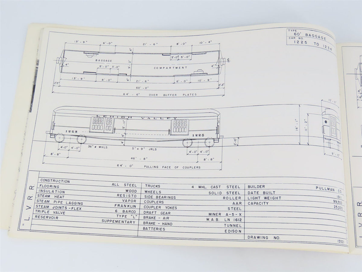 Lehigh Valley Railroad Passenger Cars Photo &amp; Diagram Book No. 1 ©1980 SC Book
