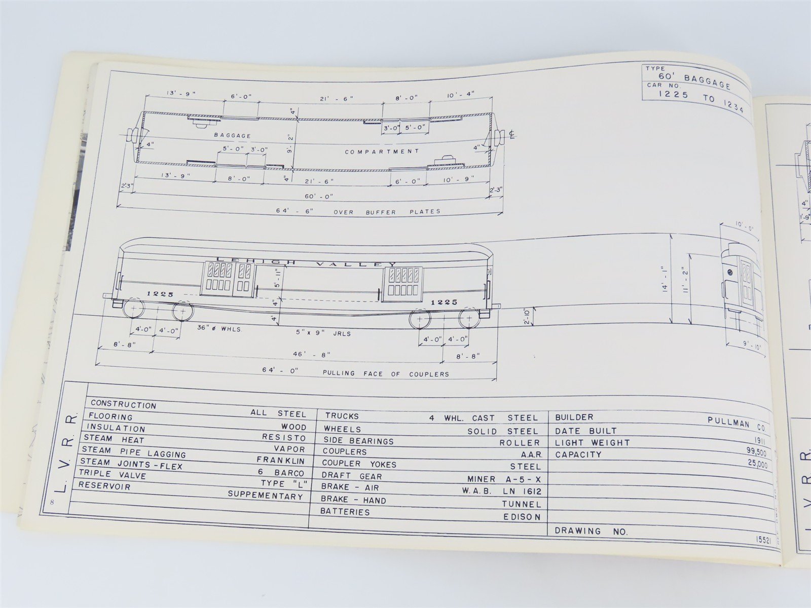 Lehigh Valley Railroad Passenger Cars Photo & Diagram Book No. 1 ©1980 SC Book