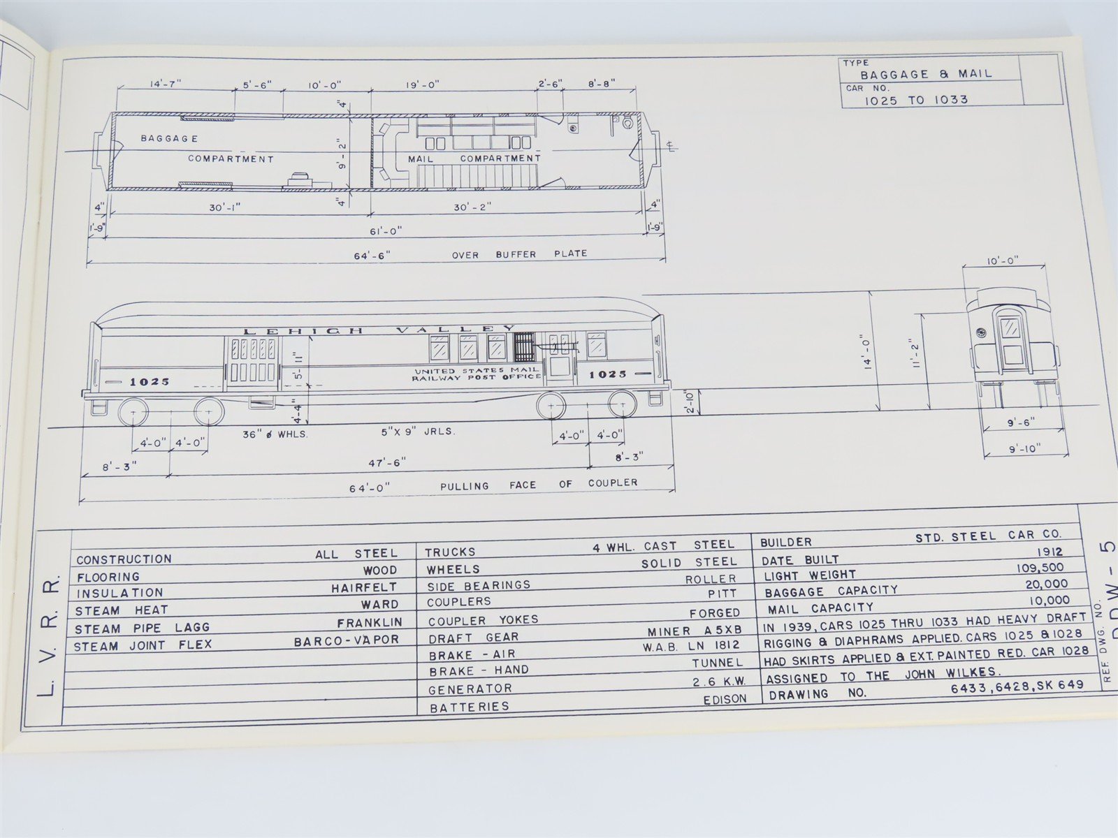 Lehigh Valley Railroad Passenger Cars Photo & Diagram Book No. 1 ©1980 SC Book