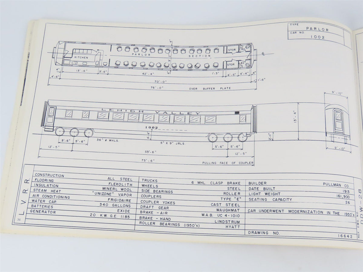Lehigh Valley Railroad Passenger Cars Photo &amp; Diagram Book No. 1 ©1980 SC Book