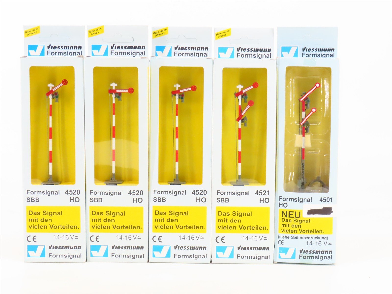 LOT of 5 HO 1/87 Scale Viessmann 4501, 4520, & 4521 European Form Signals