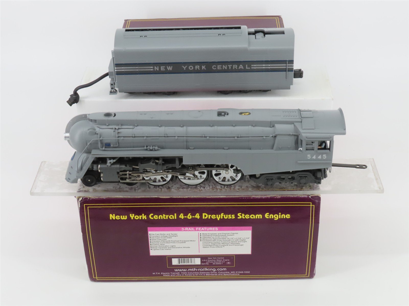 O Gauge 3-Rail MTH 20-3045-1 NYC 4-8-4 Dreyfuss Steam Loco #5445 DOES NOT RUN