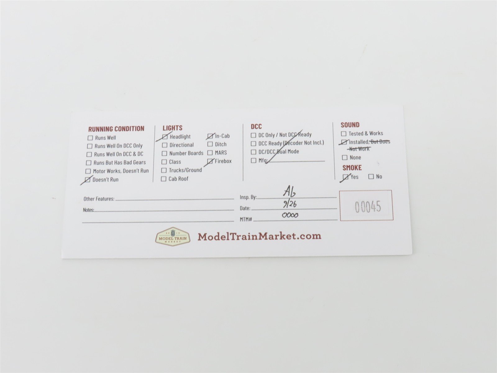 O Gauge 3-Rail MTH 20-3045-1 NYC 4-8-4 Dreyfuss Steam Loco #5445 DOES NOT RUN