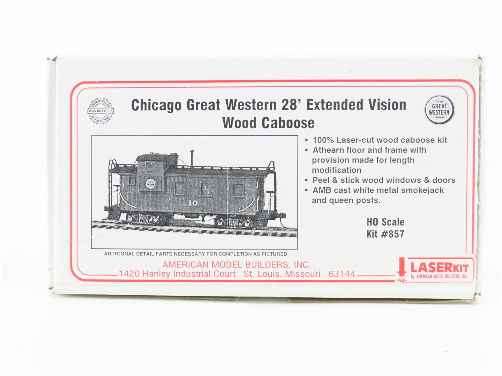 HO American Model Builders Laserkit #857 Undecorated CGW Extended Vision Caboose