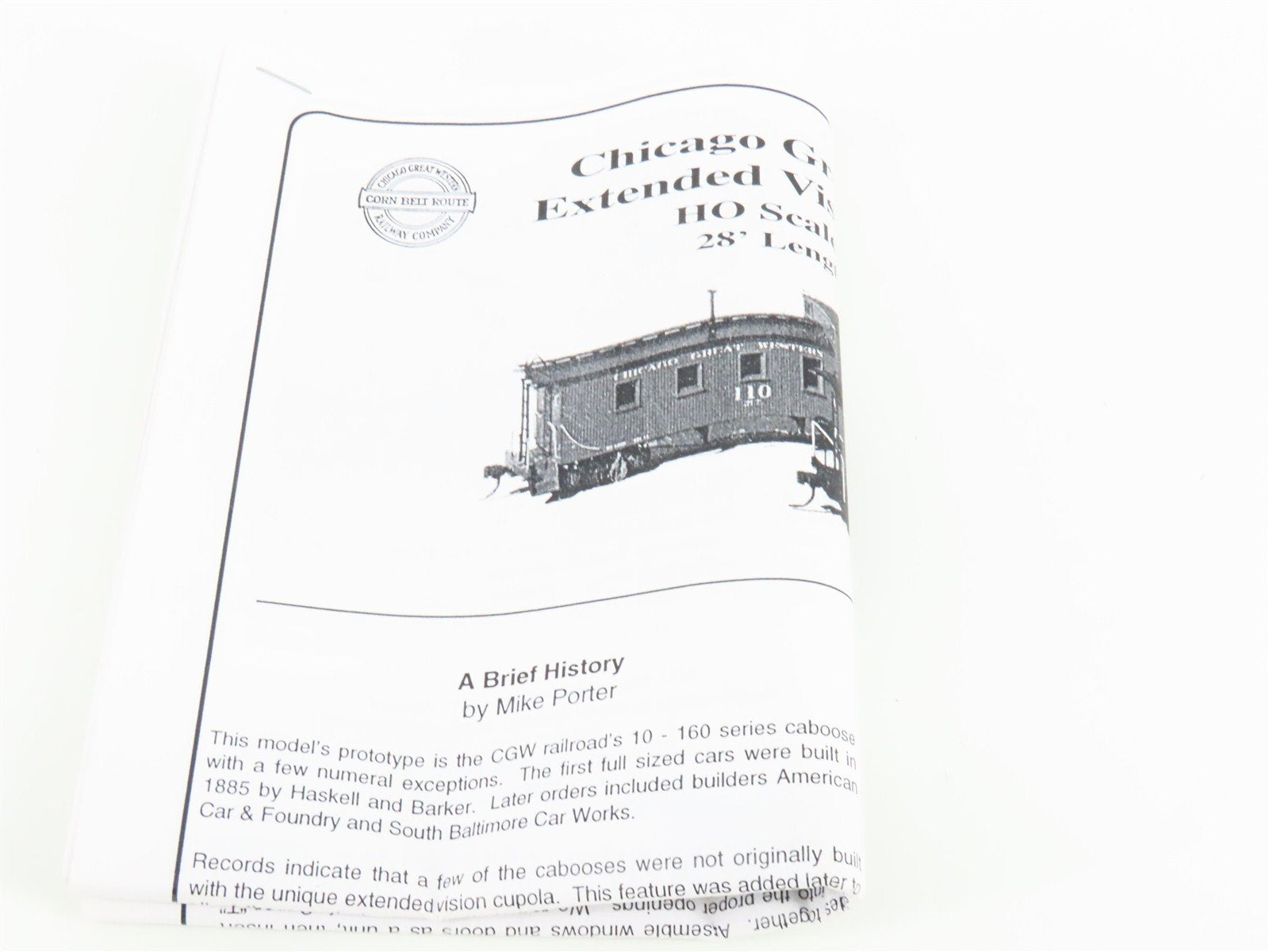 HO American Model Builders Laserkit #857 Undecorated CGW Extended Vision Caboose