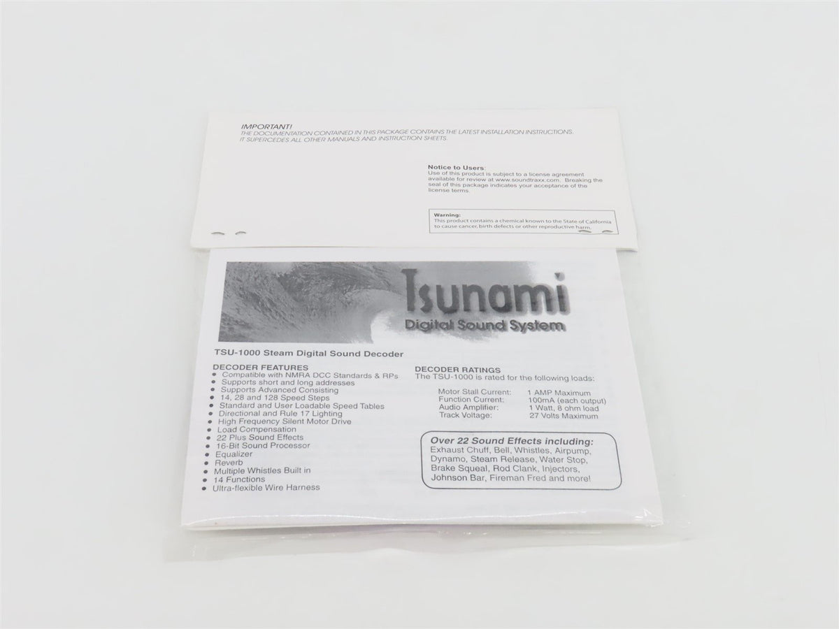 HO 1/87 Scale Soundtraxx Tsunami TSU-1000 DCC Sound Decoder Heavy Steam