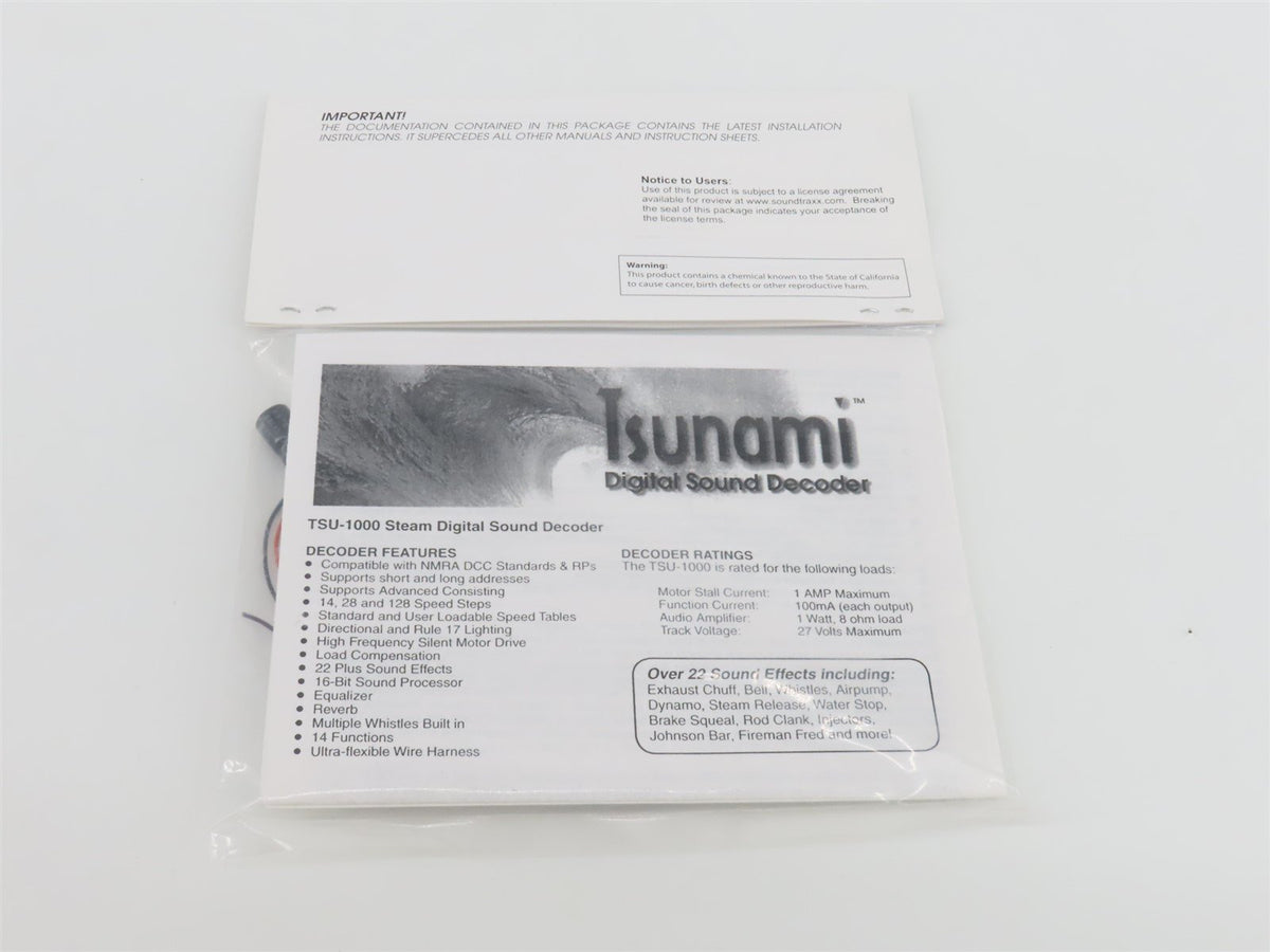 HO 1/87 Scale Soundtraxx Tsunami TSU-1000 DCC Sound Decoder Heavy Steam