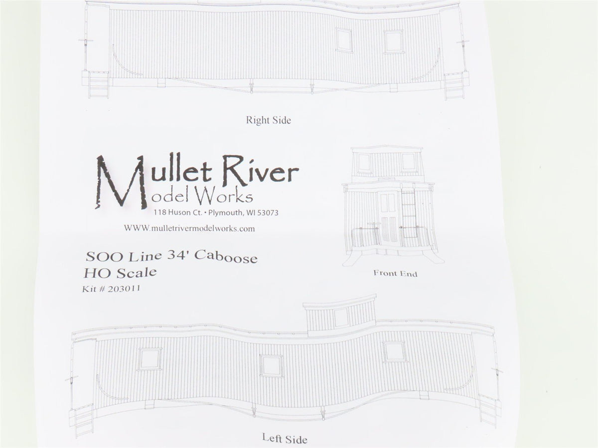 HO Scale Mullet River Kit #203011 SOO Line 34&#39; Caboose