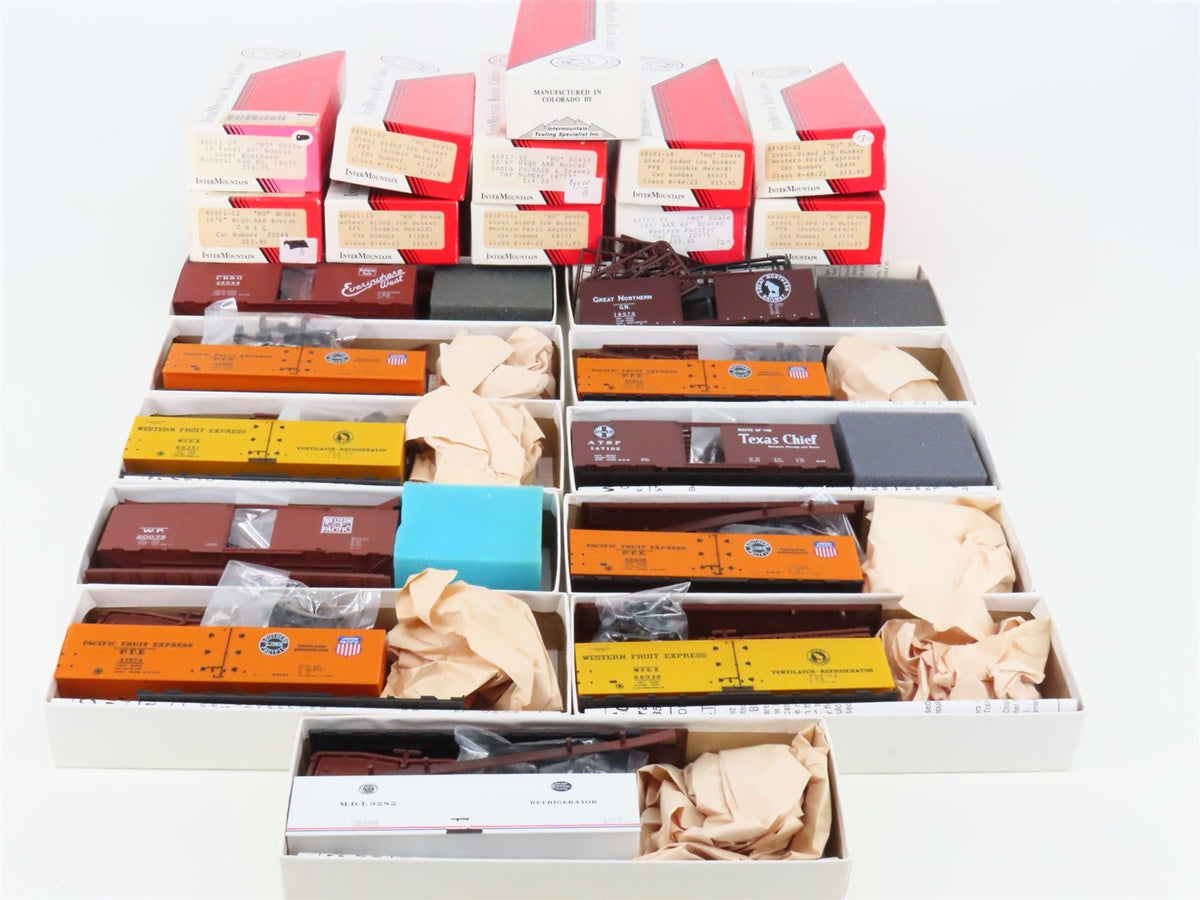 LOT of 11 HO InterMountain Kits WFEX/PFE/GN/WP/MDT/CB&amp;Q/ATSF Box Cars &amp; Reefers